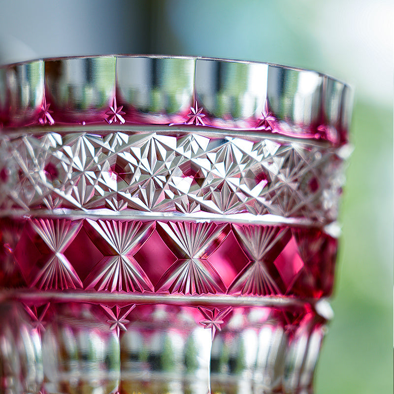 Whiskey Glass Ruby Aurora | Edo Kiriko Northern Lights Red Crystal