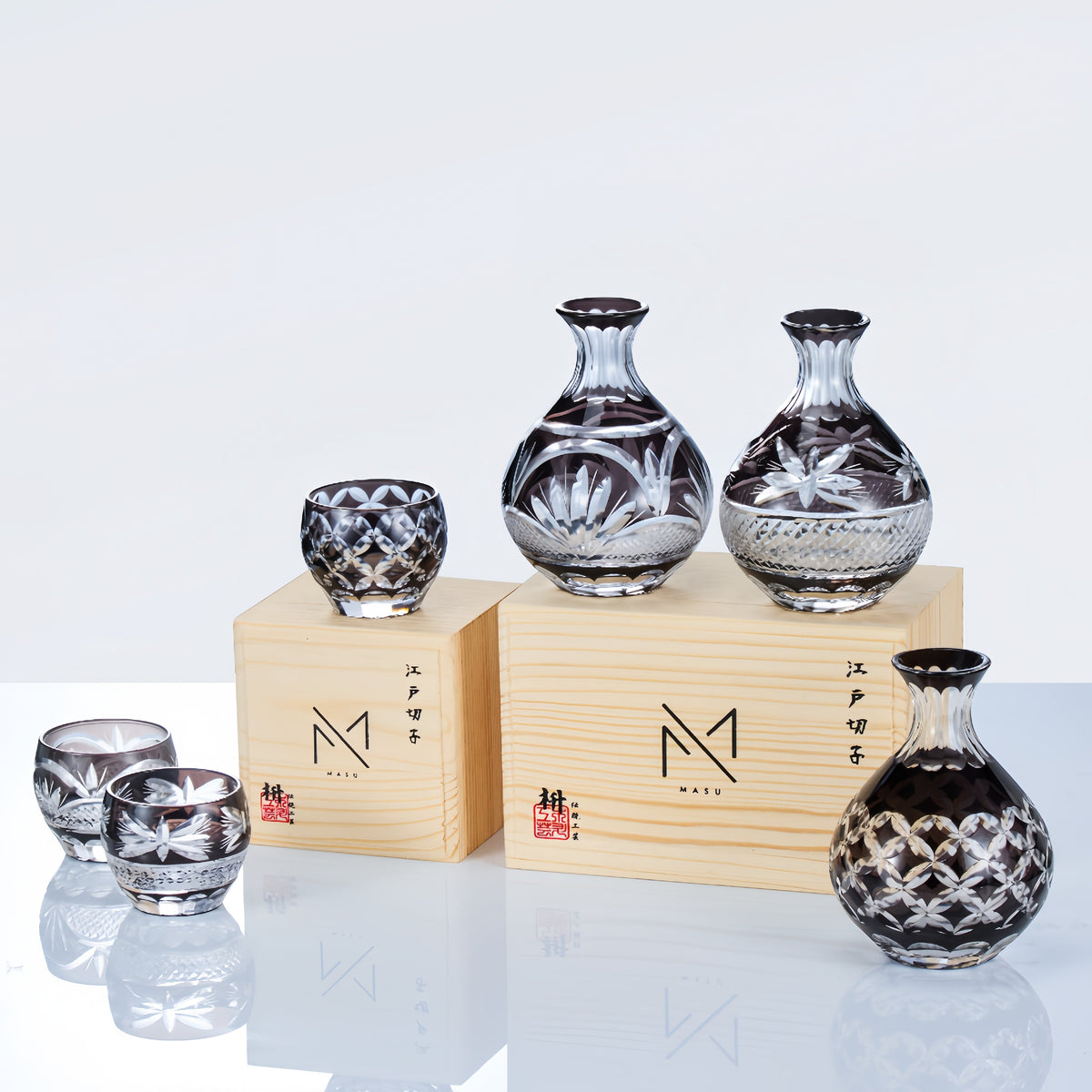 Sake Glass Set Edo Kiriko Gure – Japanese Hand-Cut Crystal Collection