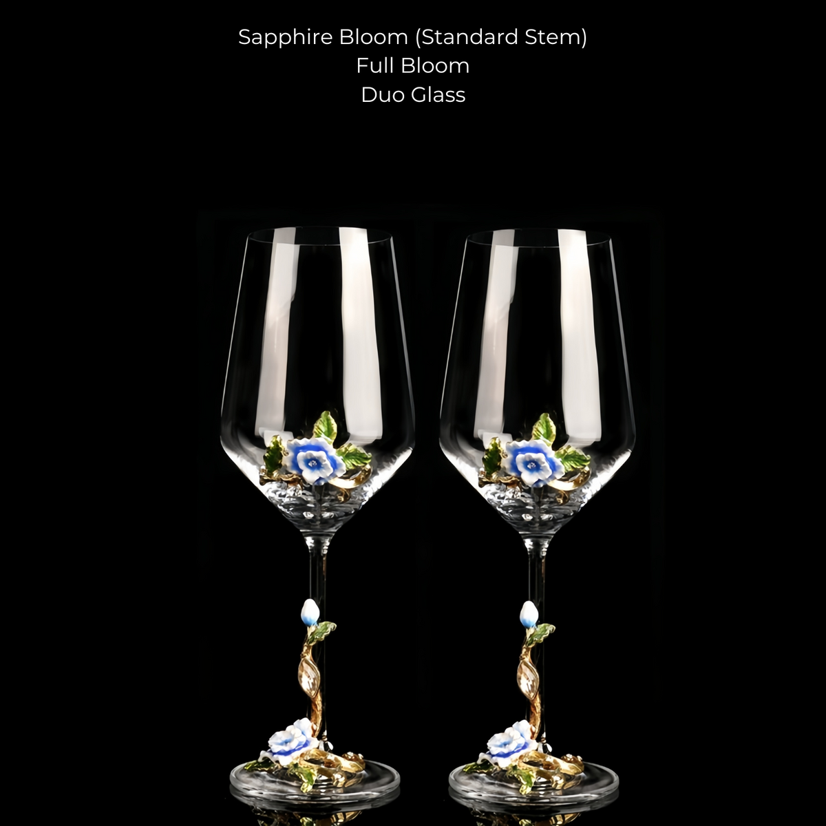 Wine Glass Set Floral Crystal with Decanter | Crimson Sapphire