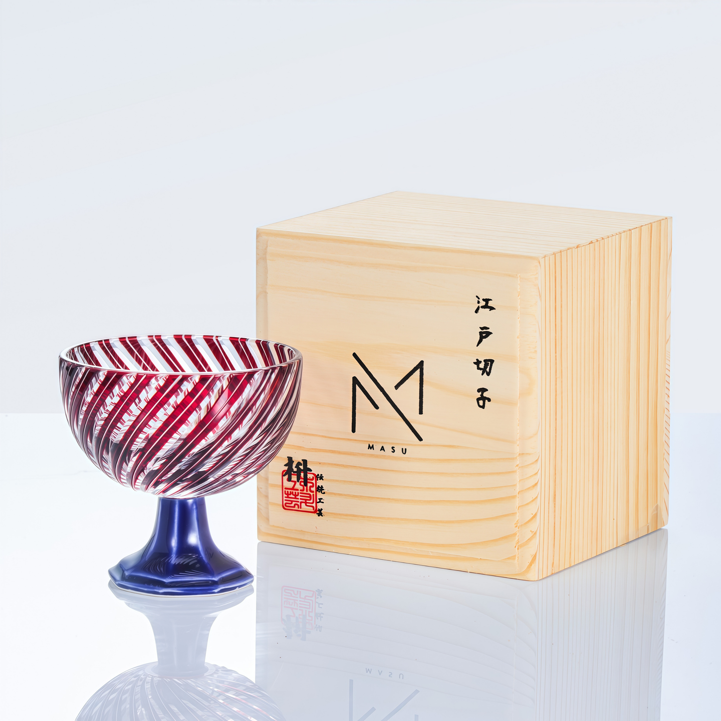 Sake Glass Takadai Komon – Edo Kiriko Handcrafted Crystal