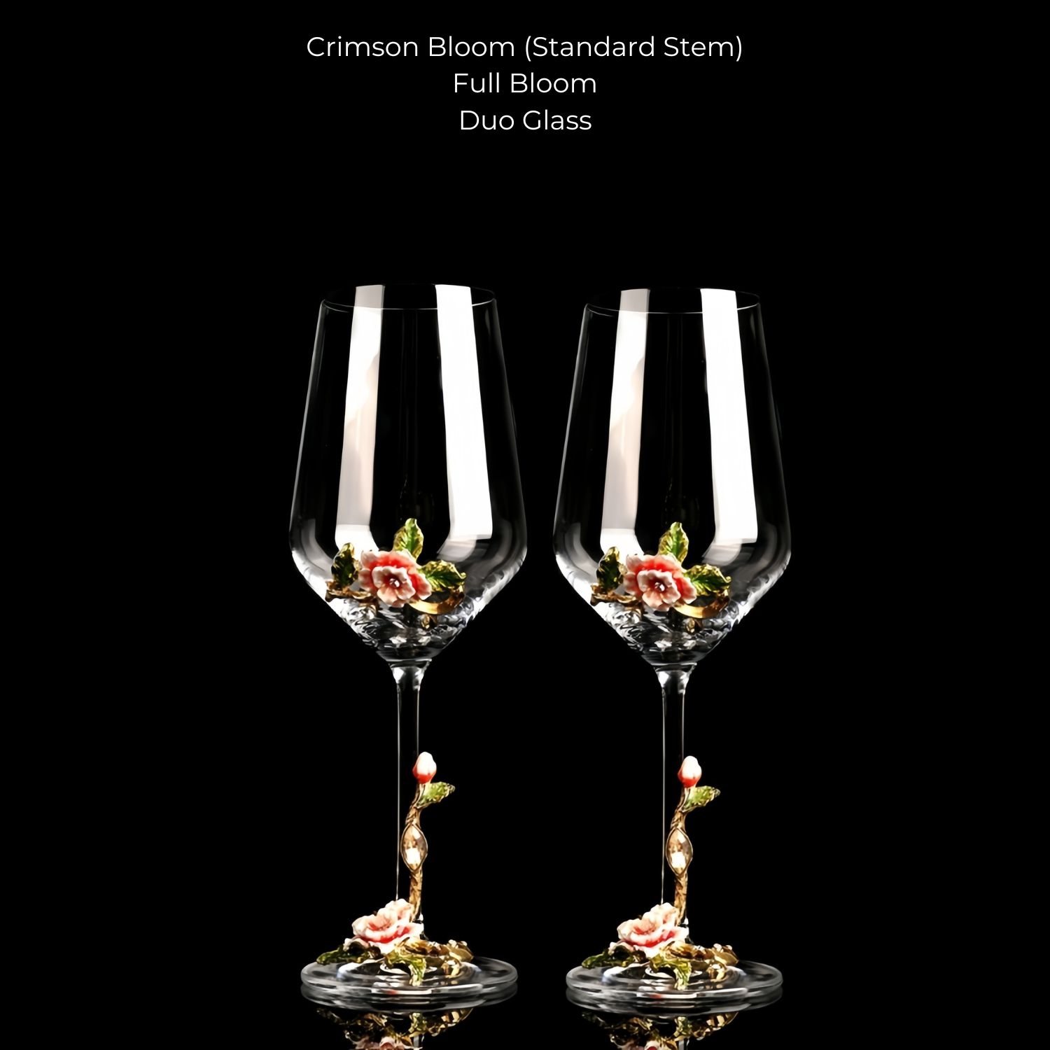 Wine Glass Set Floral Crystal with Decanter | Crimson Sapphire