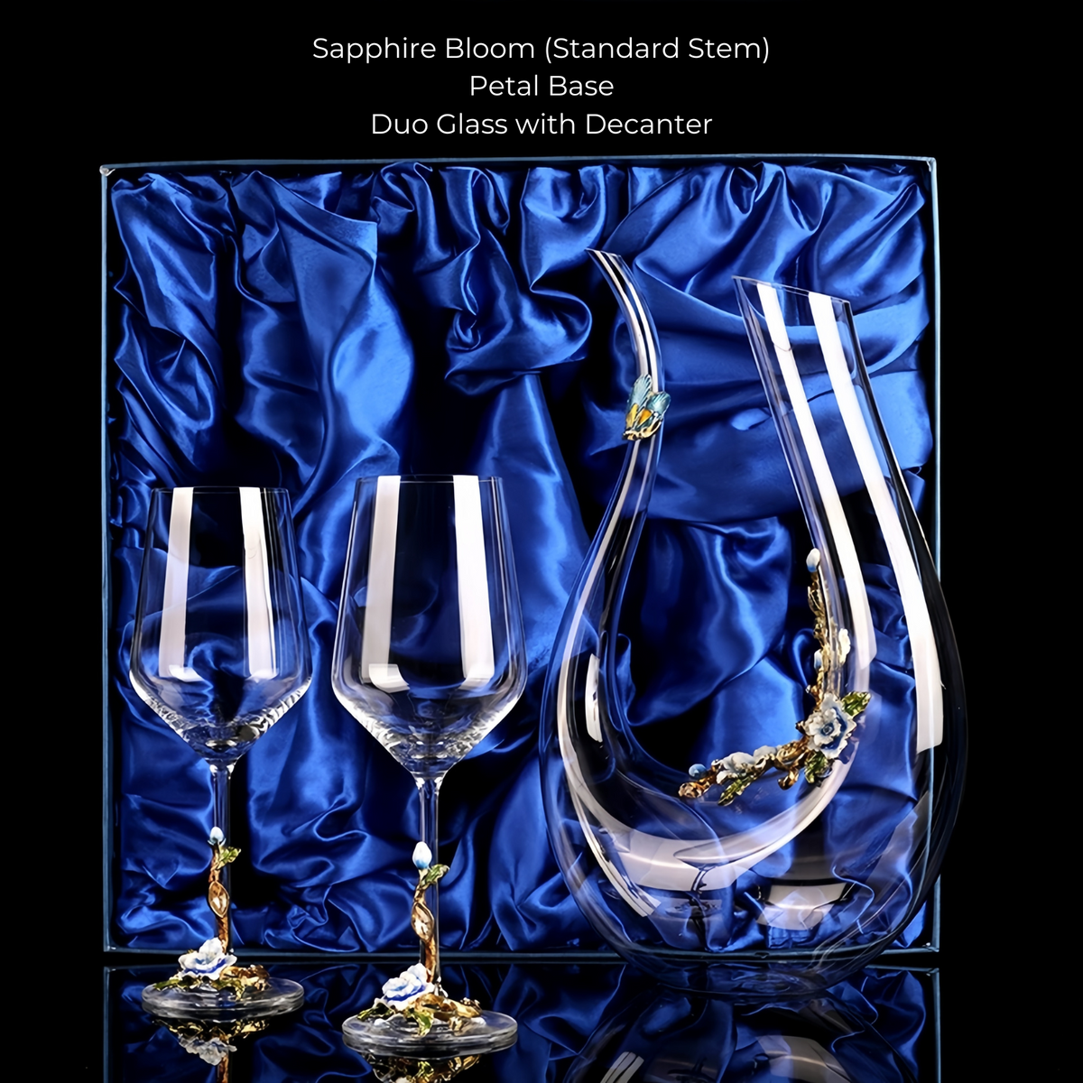 Wine Glass Set Floral Crystal with Decanter | Crimson Sapphire