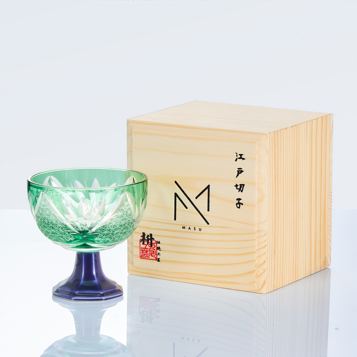 Sake Glass Takadai Komon – Edo Kiriko Handcrafted Crystal