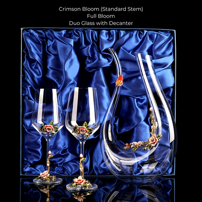 Wine Glass Set Floral Crystal with Decanter | Crimson Sapphire