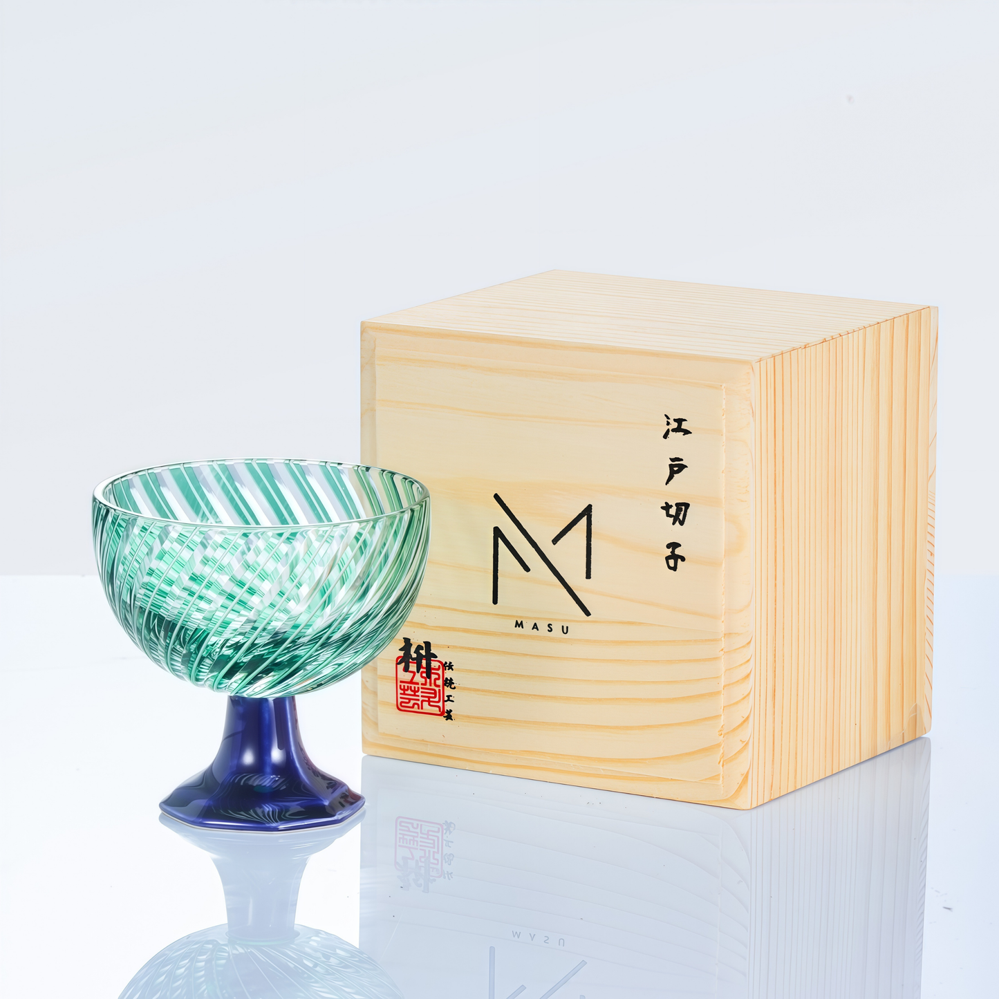 Sake Glass Takadai Komon – Edo Kiriko Handcrafted Crystal