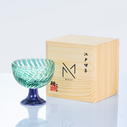 Sake Glass Takadai Komon – Edo Kiriko Handcrafted Crystal