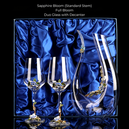 Wine Glass Set Floral Crystal with Decanter | Crimson Sapphire