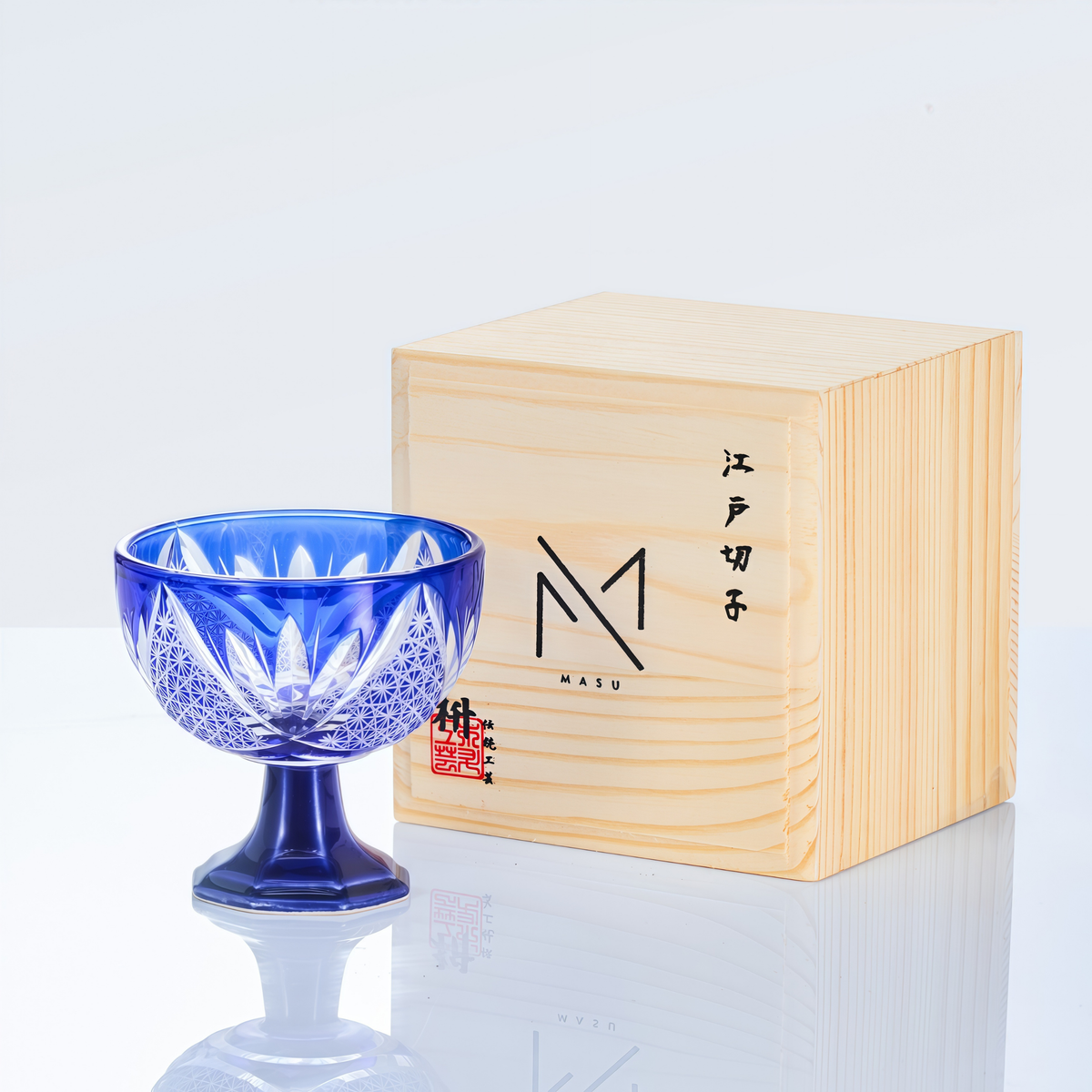 Sake Glass Takadai Komon – Edo Kiriko Handcrafted Crystal