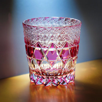 Whiskey Glass Rose Fluorite | Edo Kiriko Pink Crystal Handcrafted