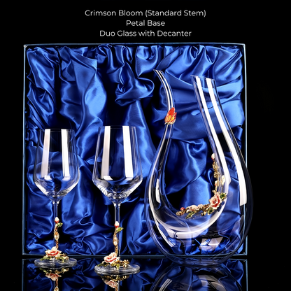 Wine Glass Set Floral Crystal with Decanter | Crimson Sapphire