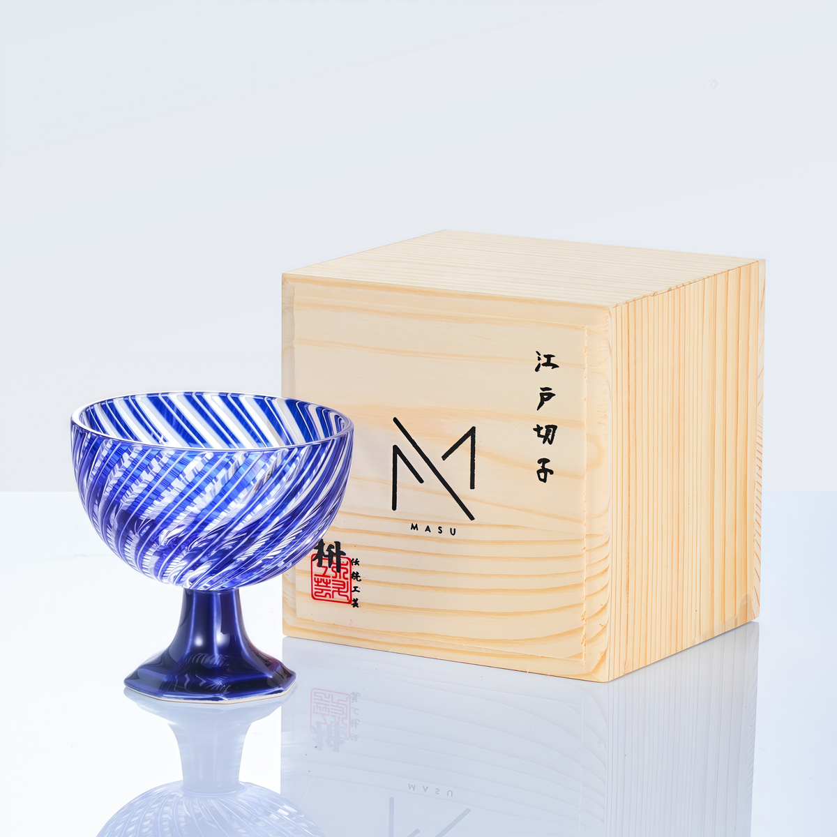 Sake Glass Takadai Komon – Edo Kiriko Handcrafted Crystal