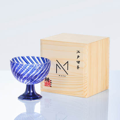 Sake Glass Takadai Komon – Edo Kiriko Handcrafted Crystal