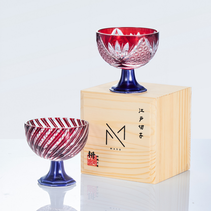 Sake Glass Takadai Komon – Edo Kiriko Handcrafted Crystal