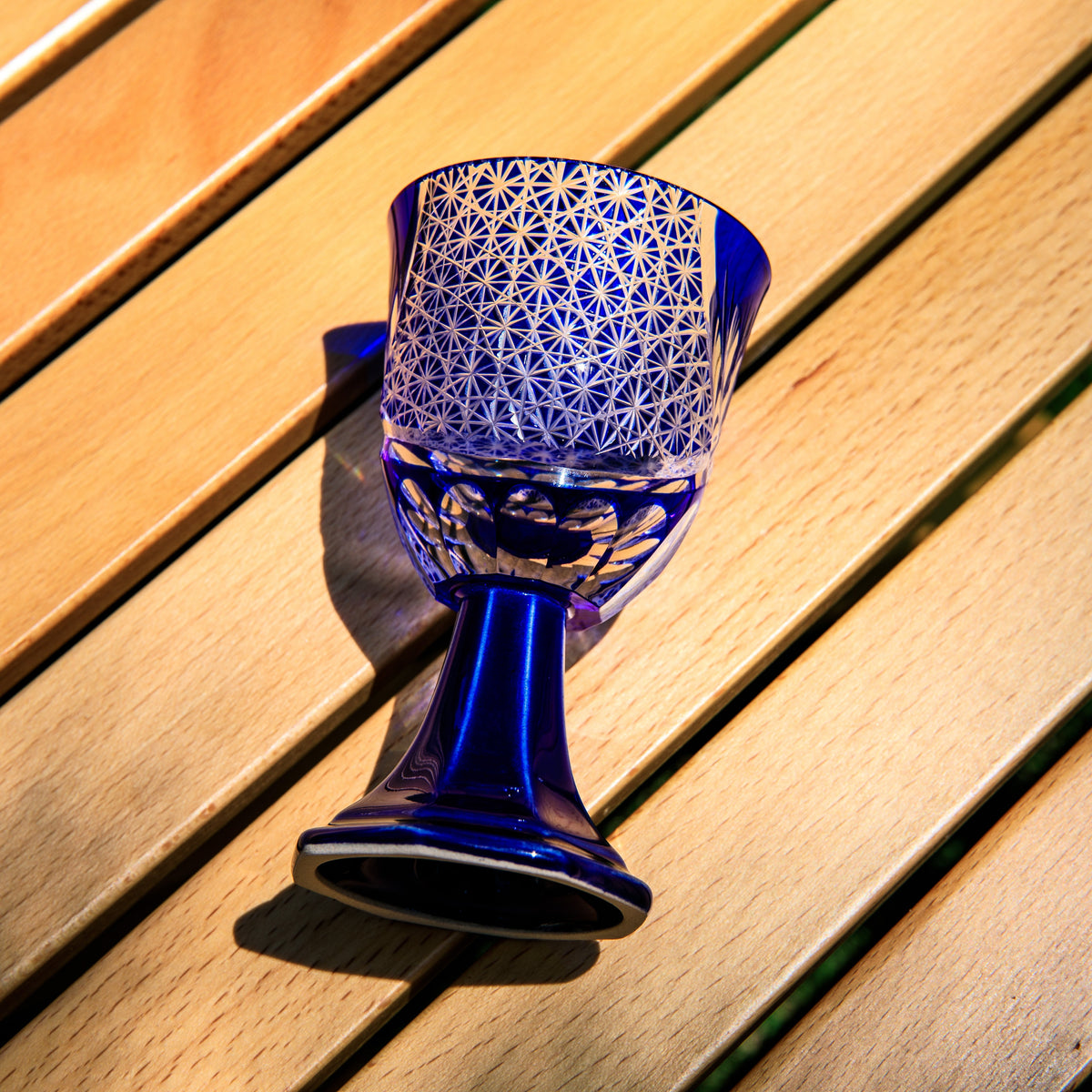 Goblet Glass Edo Kiriko Hanabishi Hand-Cut Crystal | Japanese Artisan Glassware