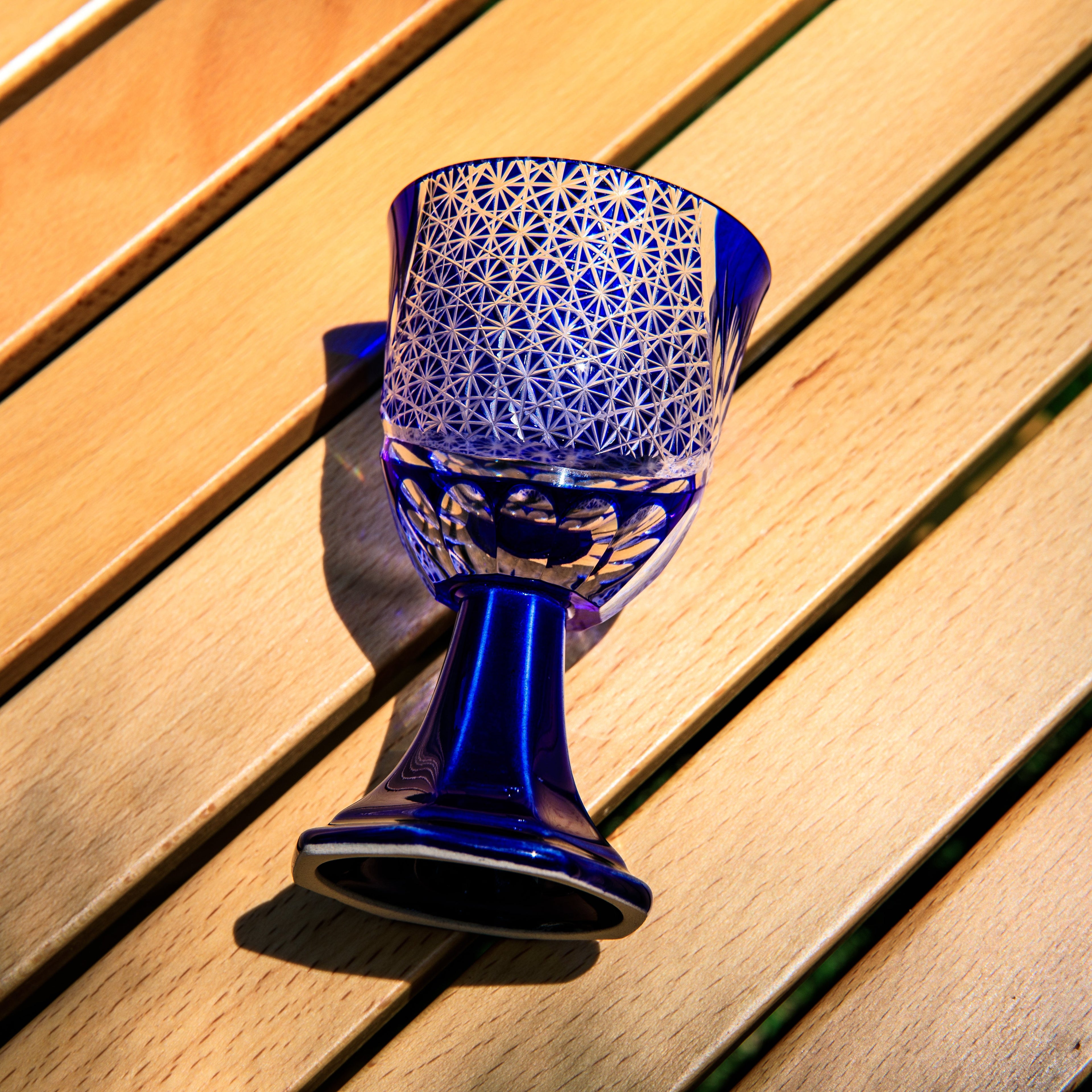 Goblet Glass Edo Kiriko Hanabishi Hand-Cut Crystal | Japanese Artisan Glassware