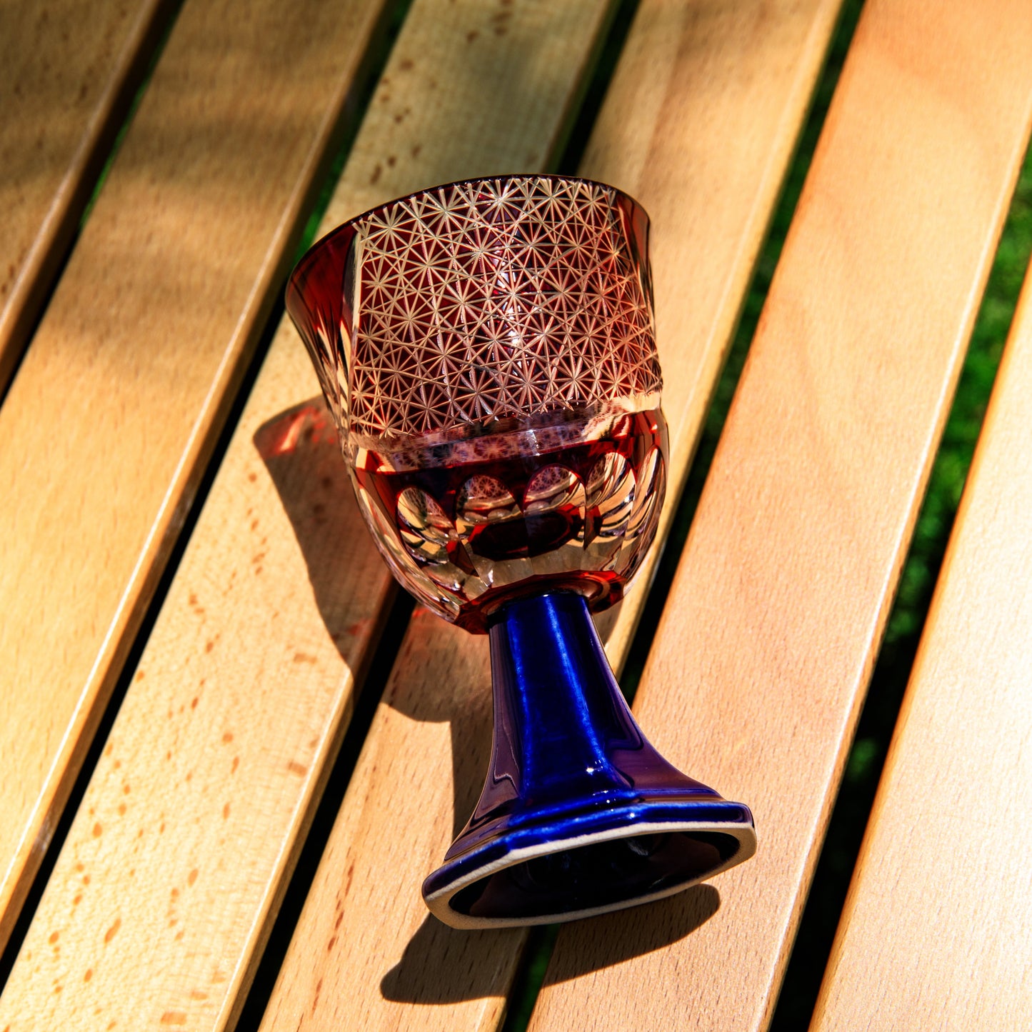 Goblet Glass Edo Kiriko Hanabishi Hand-Cut Crystal | Japanese Artisan Glassware