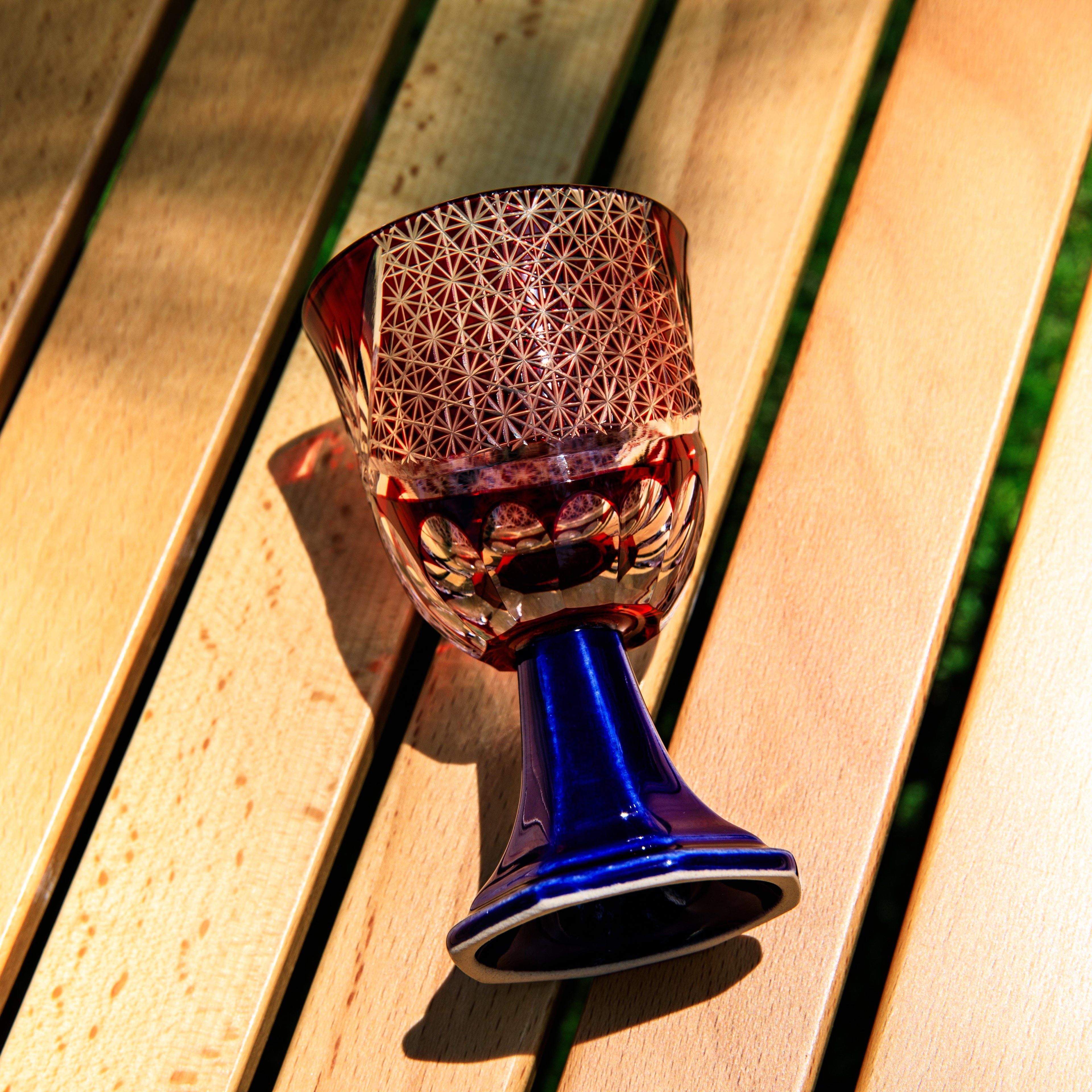 Goblet Glass Edo Kiriko Hanabishi Hand-Cut Crystal | Japanese Artisan Glassware
