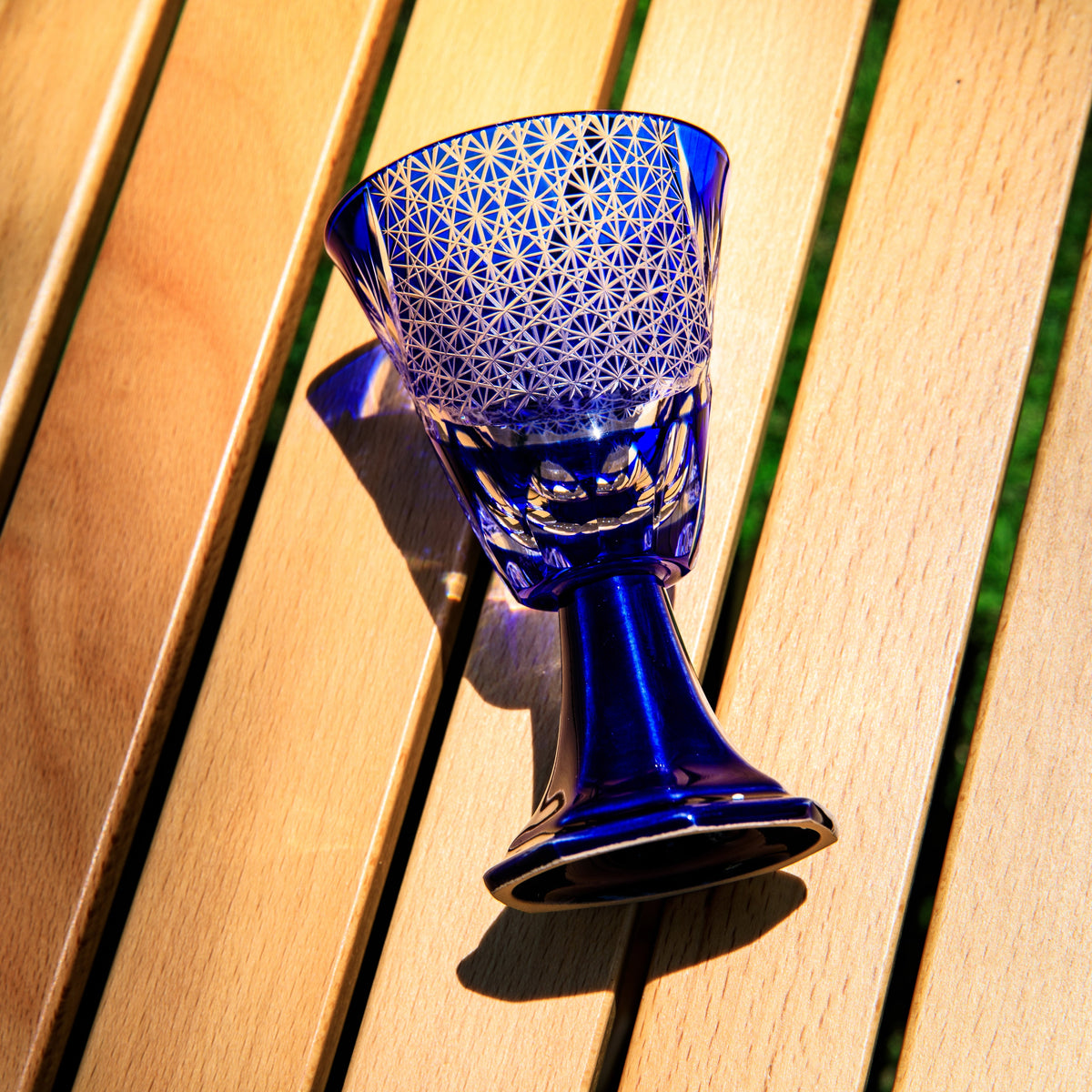 Goblet Glass Edo Kiriko Hanabishi Hand-Cut Crystal | Japanese Artisan Glassware