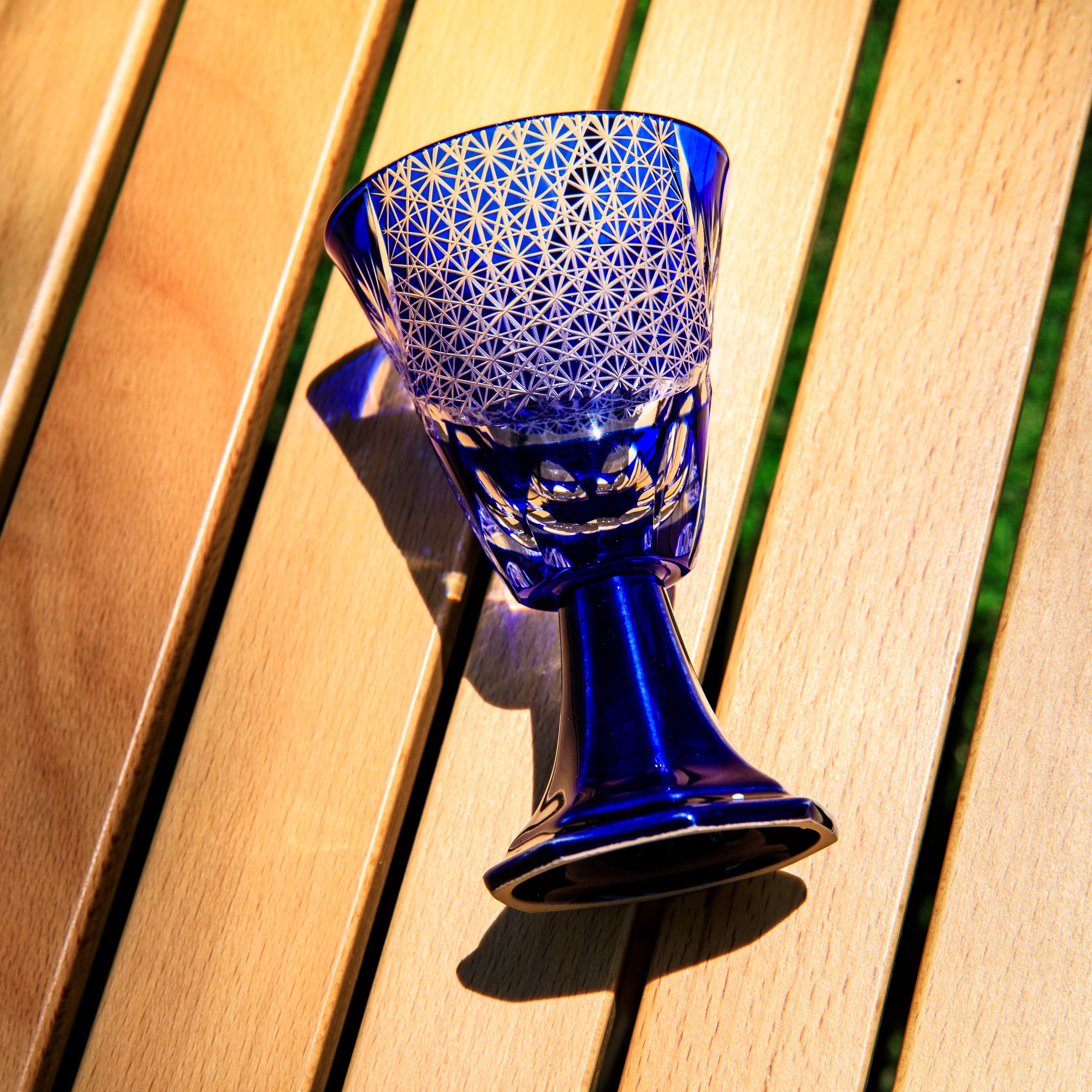 Goblet Glass Edo Kiriko Hanabishi Hand-Cut Crystal | Japanese Artisan Glassware