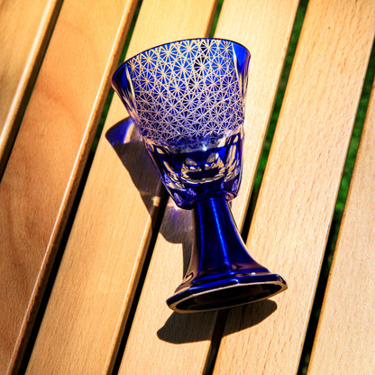 Goblet Glass Edo Kiriko Hanabishi Hand-Cut Crystal | Japanese Artisan Glassware