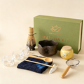 Flower Carved Matcha Tea Set with Chawan & Bamboo Whisk