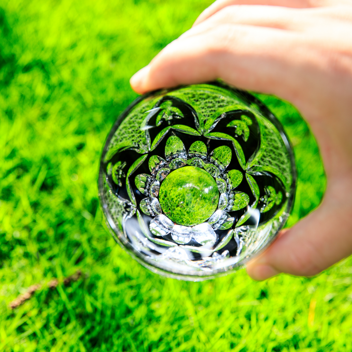 Kiriko Whiskey Glass Edo Kohaku Sakura Chrysanthemum Hand-Cut Crystal | Red Grey Japanese Glassware