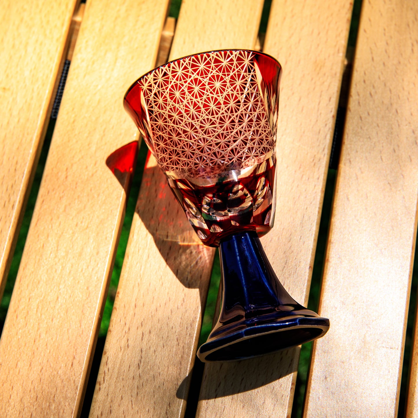 Goblet Glass Edo Kiriko Hanabishi Hand-Cut Crystal | Japanese Artisan Glassware