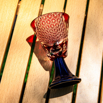 Goblet Glass Edo Kiriko Hanabishi Hand-Cut Crystal | Japanese Artisan Glassware