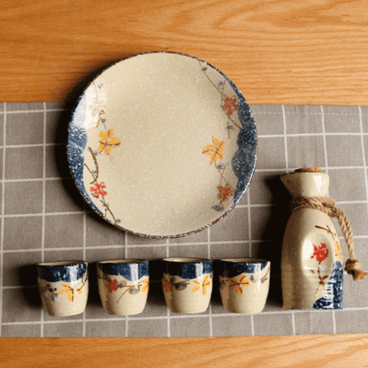 Japanese Sake Set – Sakura Ceramic Flagon Cups Tray Options