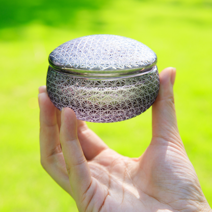 Japanese Lidded Glass Box Kiriko Shoun Hand-Cut Crystal Collection