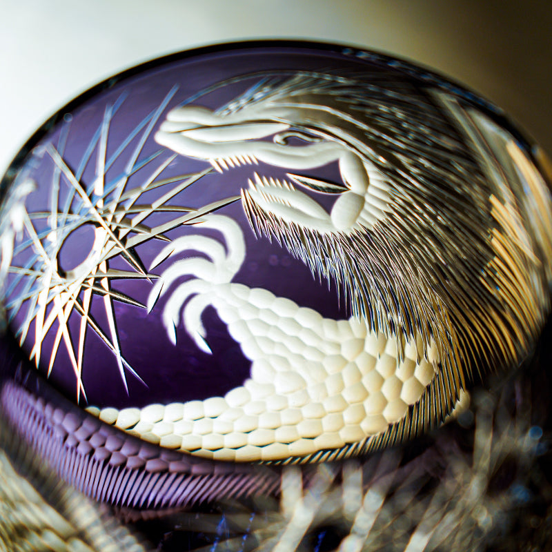 Japanese Cut Crystal Whiskey Glass Edo Kiriko Majestic Dragon – Dragon Motif Tumbler