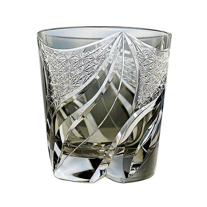 Whisky Rocks Glass Edo Kiriko Inkstone Flame Hand-Cut Crystal | Japanese Artisan Glassware