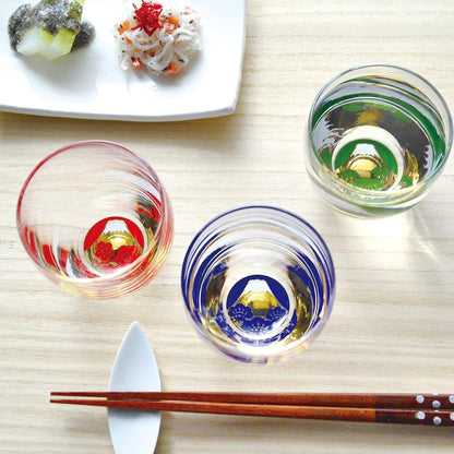 Sake Cup Set Japanese Gold Mt. Fuji Glass – Shochikubai 3pc