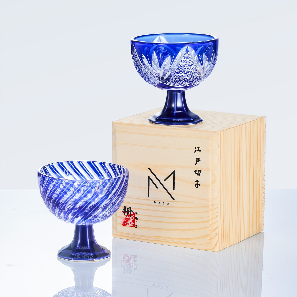 Sake Glass Takadai Komon – Edo Kiriko Handcrafted Crystal