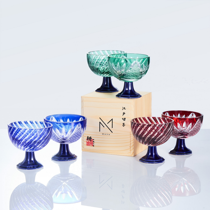 Sake Glass Takadai Komon – Edo Kiriko Handcrafted Crystal