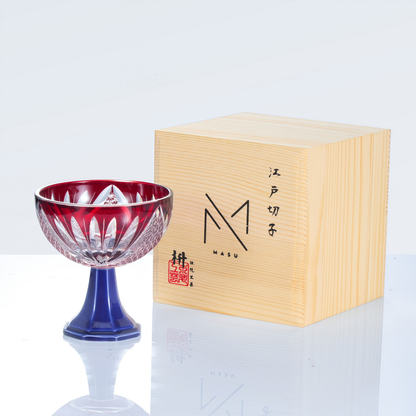 Sake Glass Edo Kiriko Takadai Komon Grand | Red Blue Green