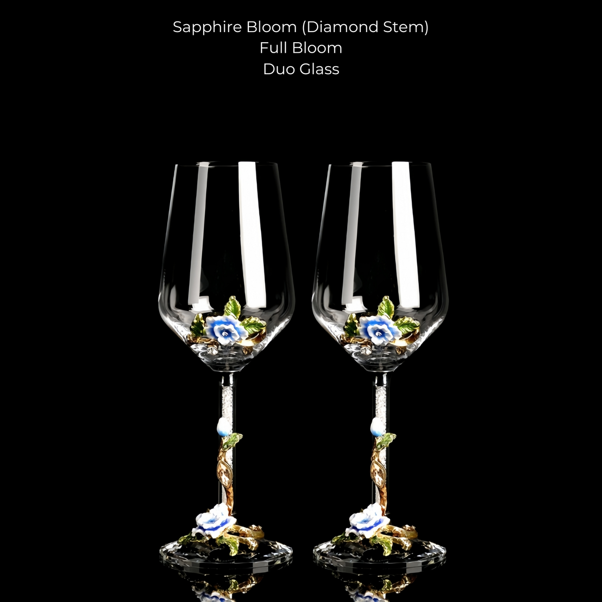 Wine Glass Set Floral Crystal with Decanter | Crimson Sapphire