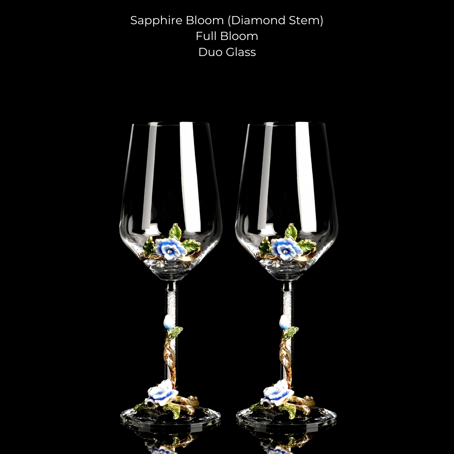 Wine Glass Set Floral Crystal with Decanter | Crimson Sapphire