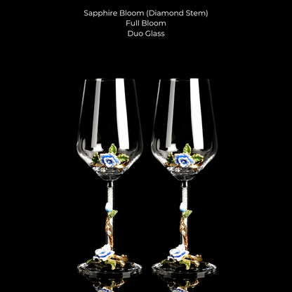 Wine Glass Set Floral Crystal with Decanter | Crimson Sapphire