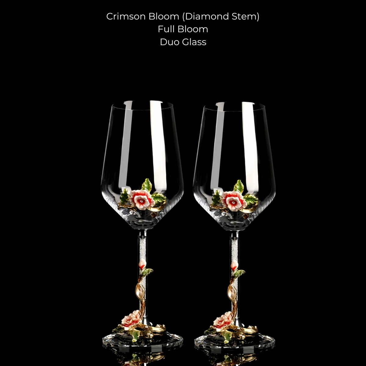 Wine Glass Set Floral Crystal with Decanter | Crimson Sapphire