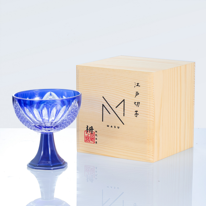 Sake Glass Edo Kiriko Takadai Komon Grand | Red Blue Green
