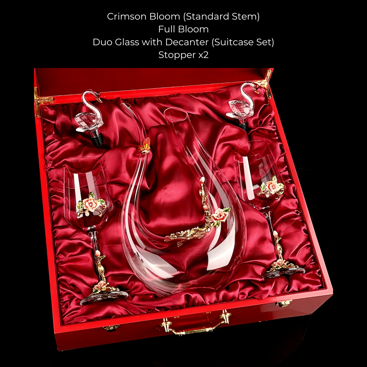 Wine Glass Set Floral Crystal with Decanter | Crimson Sapphire