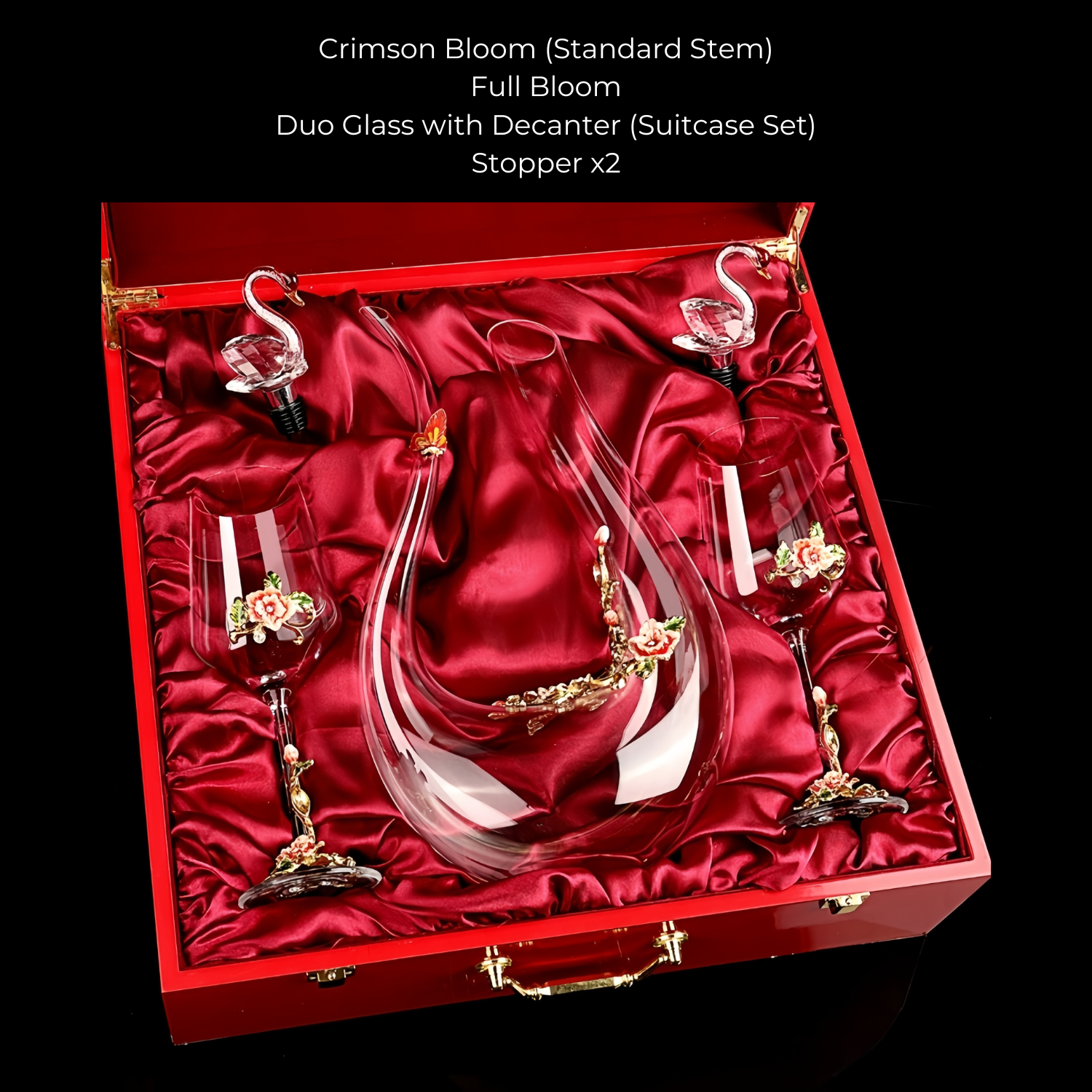Wine Glass Set Floral Crystal with Decanter | Crimson Sapphire