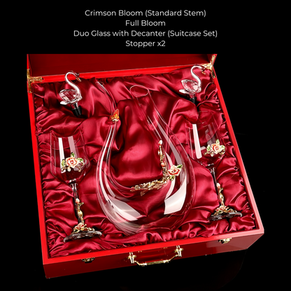 Wine Glass Set Floral Crystal with Decanter | Crimson Sapphire