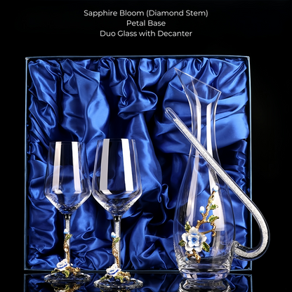 Wine Glass Set Floral Crystal with Decanter | Crimson Sapphire