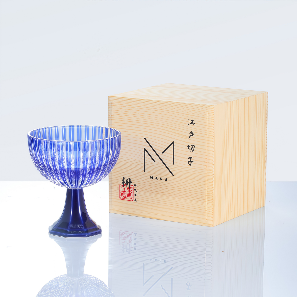 Sake Glass Edo Kiriko Takadai Komon Grand | Red Blue Green