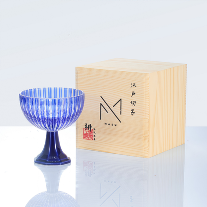 Sake Glass Edo Kiriko Takadai Komon Grand | Red Blue Green