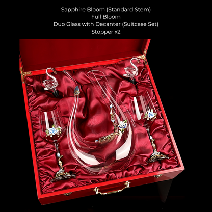 Wine Glass Set Floral Crystal with Decanter | Crimson Sapphire
