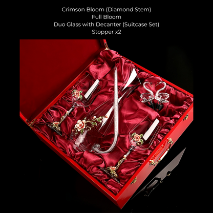 Wine Glass Set Floral Crystal with Decanter | Crimson Sapphire