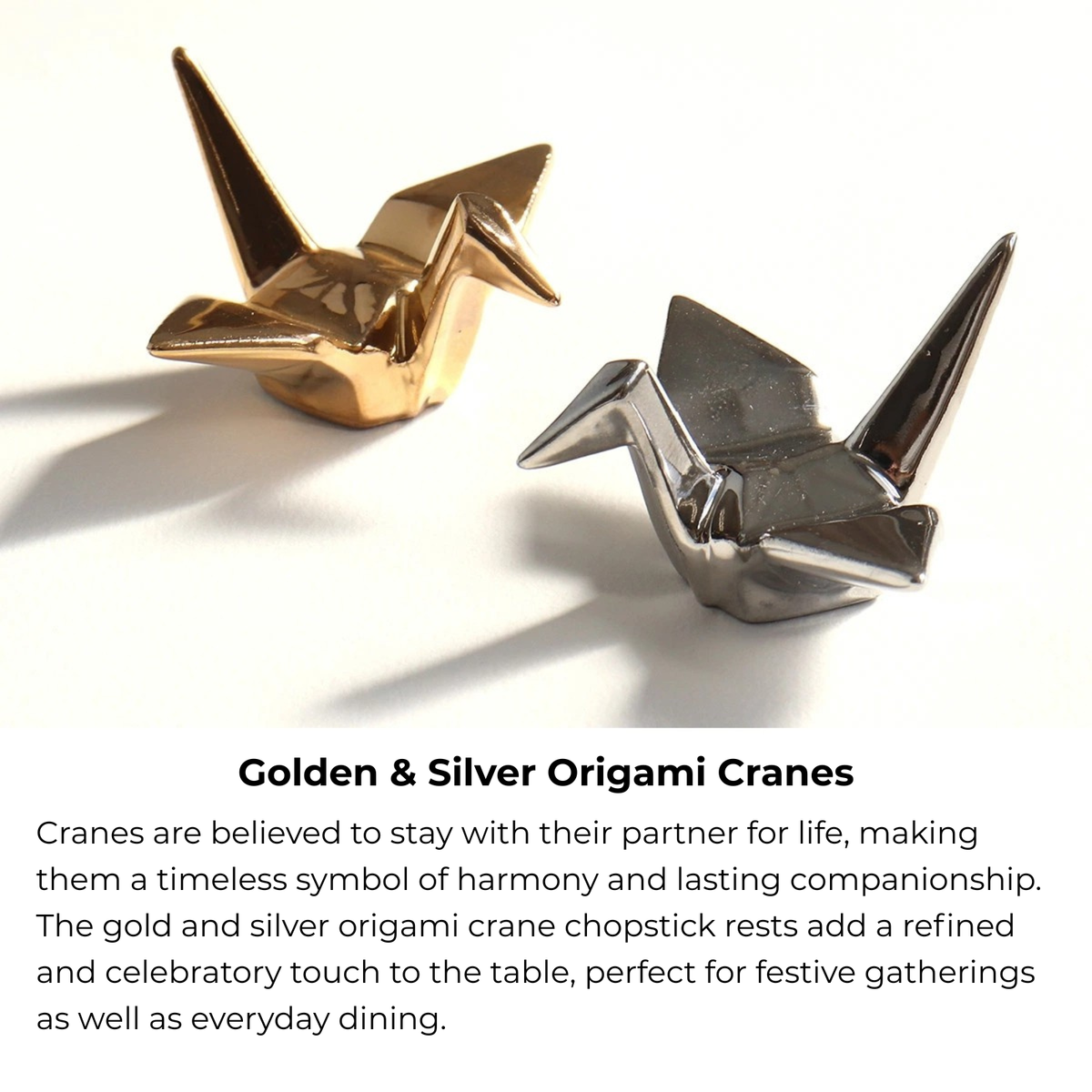 Gold Silver Chopsticks Gift Set | Lacquer Crane Wedding Couple